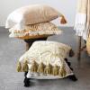 imageCreative CoOp Cotton Palm Frond Pattern ampamp Tassels Green ampamp Natural Pillow