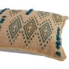 imageCreative CoOp Cotton Tufted Embroidered Design and Fringe Multicolor Lumbar Pillow Multi