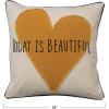 imageCreative CoOp Creative CoOp Cotton Pillow with Heart Applique and Embroidery Today is Beautiful MulticolorCover with Down Insert