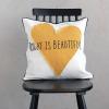 imageCreative CoOp Creative CoOp Cotton Pillow with Heart Applique and Embroidery Today is Beautiful MulticolorCover with Down Insert