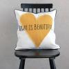 imageCreative CoOp Creative CoOp Cotton Pillow with Heart Applique and Embroidery Today is Beautiful MulticolorCover with Polyfill Insert