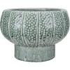 imageCreative CoOp Embossed TerraCotta Footed Vase Planter with Dot Pattern and Crackle Glaze Green