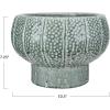 imageCreative CoOp Embossed TerraCotta Footed Vase Planter with Dot Pattern and Crackle Glaze Green