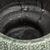 imageCreative CoOp Embossed TerraCotta Footed Vase Planter with Dot Pattern and Crackle Glaze Green