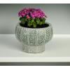 imageCreative CoOp Embossed TerraCotta Footed Vase Planter with Dot Pattern and Crackle Glaze Green