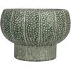 imageCreative CoOp Embossed TerraCotta Footed Vase Planter with Dot Pattern and Crackle Glaze Green