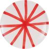 imageCreative CoOp HandPainted Stoneware Pedestal with Stripes Red and Cream Color