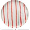 imageCreative CoOp HandPainted Stoneware Plate with Stripes Red Aqua and Cream Color
