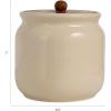 imageCreative CoOp Ivory Stoneware Canister with Acacia Wood Lid Color and Natural 65quot round