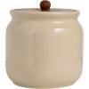 imageCreative CoOp Ivory Stoneware Canister with Acacia Wood Lid Color and Natural 65quot round