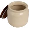 imageCreative CoOp Ivory Stoneware Canister with Acacia Wood Lid Color and Natural 65quot round