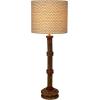 imageCreative CoOp Large Reclaimed Wood Spool Table Lamp with Printed Cotton Shade Multicolor Set of 2