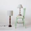 imageCreative CoOp Large Reclaimed Wood Spool Table Lamp with Printed Cotton Shade Multicolor Set of 2