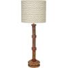 imageCreative CoOp Large Reclaimed Wood Spool Table Lamp with Printed Cotton Shade Multicolor Set of 2