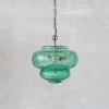 imageCreative CoOp Metal and Pressed Glass Pendant Lamp Green with Antique Brass Finish
