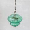 imageCreative CoOp Metal and Pressed Glass Pendant Lamp Green with Antique Brass Finish