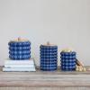 imageCreative CoOp Navy Large Stoneware Canister with Lid Color and Natural 7quot Round