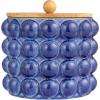 imageCreative CoOp Navy Stoneware Canister with Lid Color and Natural 8quot Round