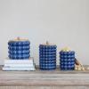 imageCreative CoOp Navy Stoneware Canister with Lid Color and Natural 8quot Round