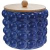 imageCreative CoOp Navy Stoneware Canister with Lid Color and Natural 8quot Round