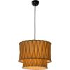 imageCreative CoOp Round Cotton Slub Pleated Pendant Lamp with Scalloped Edge Cream and White