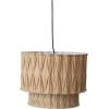imageCreative CoOp Round Cotton Slub Pleated Pendant Lamp with Scalloped Edge Cream and White