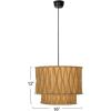 imageCreative CoOp Round Cotton Slub Pleated Pendant Lamp with Scalloped Edge Cream and White