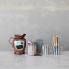imageCreative CoOp Round Stoneware Striped Jar with Lid Blue and White