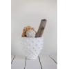 imageCreative CoOp Round TerraCotta Crock with Pointed Polka Dots and Distressed Volcano Glaze White