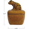 imageCreative CoOp Stoneware Jar with Tiger Handle and Lid with Reactive Glaze Orange
