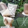 imageCreative CoOp Woven Fabric IndoorOutdoor Lumbar Pillow with Botanical and Applique Brown and Tan