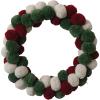 imageCreative CoOp 18 Round Wool Pom Pom Wreath Red Green ampamp Cream Color
