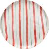 imageCreative CoOp HandPainted Stoneware Plate with Stripes Red Aqua and Cream Color