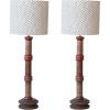 imageCreative CoOp Large Reclaimed Wood Spool Table Lamp with Printed Cotton Shade Multicolor Set of 2