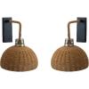imageCreative CoOp Metal Woven Shade Set of 2 Black and Natural Wall Sconce