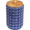 imageCreative CoOp Navy Large Stoneware Canister with Lid Color and Natural 7quot Round