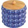 imageCreative CoOp Navy Stoneware Canister with Lid Color and Natural 8quot Round
