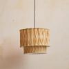 imageCreative CoOp Round Cotton Slub Pleated Pendant Lamp with Scalloped Edge Cream and White