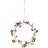 imageCreative CoOp Round Metal Laurel Wreath with Beads Leaves and Flowers Silver and Brass Finish