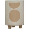 imageCreative CoOp Stoneware Footed Planter with Circle Design White