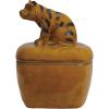 imageCreative CoOp Stoneware Jar with Tiger Handle and Lid with Reactive Glaze Orange