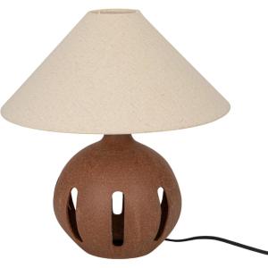 imageCreative CoOp Ceramic Table Lamp with Linen Shade and CutOuts Brown and Natural