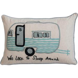 imageCreative CoOp Cotton Embroidered Camper Design and Message Multicolor Lumbar Pillow Multi