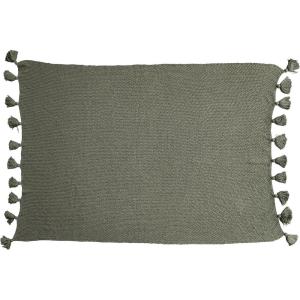 imageCreative CoOp Cotton Knit Tassels Olive Green Throw Blanket