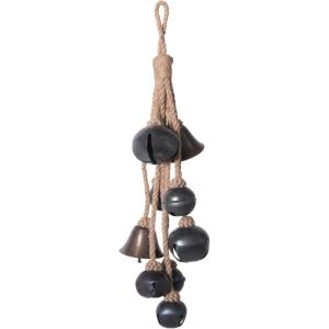 imageCreative CoOp Decorative Metal Bells in Various Shapes on Jute Rope Hanger Wall Hangings Black 300quot x 1500quot
