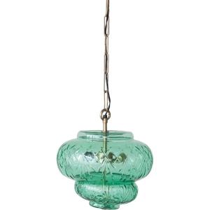 imageCreative CoOp Metal and Pressed Glass Pendant Lamp Green with Antique Brass Finish