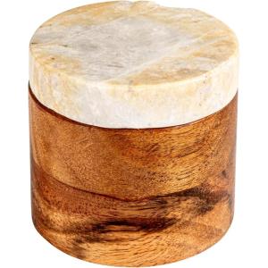 imageCreative CoOp Mlange Acacia Wood Container with Marble Lid Natural and Yellow