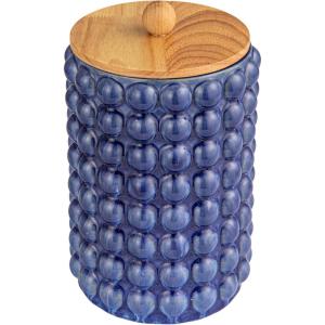 imageCreative CoOp Navy Large Stoneware Canister with Lid Color and Natural 7quot Round