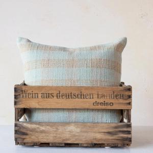imageCreative CoOp Plaid HandWoven Cotton Pillow Mint Pink and Tan Square Multi