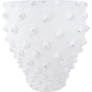 imageCreative CoOp Round TerraCotta Crock with Pointed Polka Dots and Distressed Volcano Glaze White